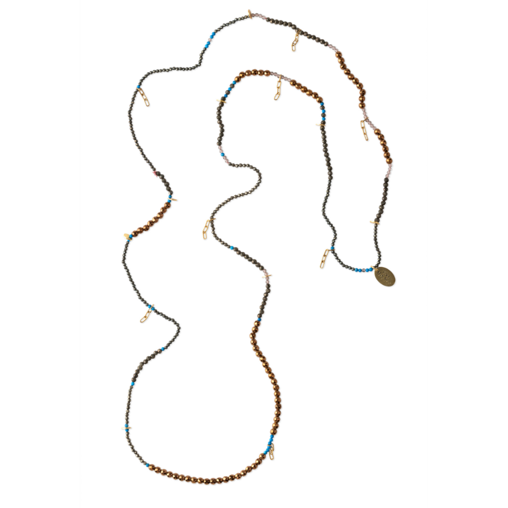 NECKLACE GEMSTONES AND VINTAGE CHAIN