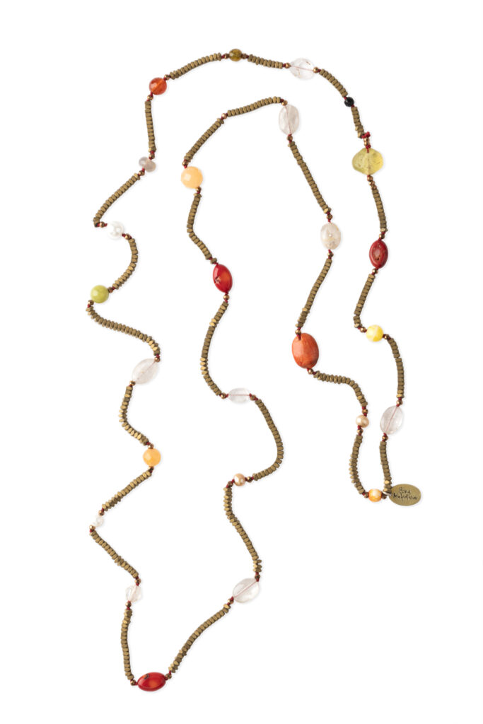 NECKLACE HEMATITE, CORAL AND CITRINE