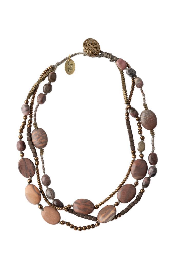 NECKLACE RHODOCHROSITE AND HEMATITE